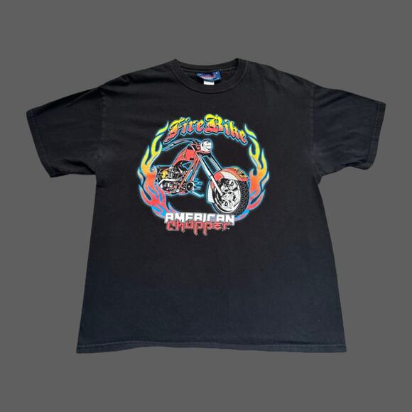 American Chopper '03 Biker Tee Size L/XL SS Black Tee GUC - Picture 1 of 7